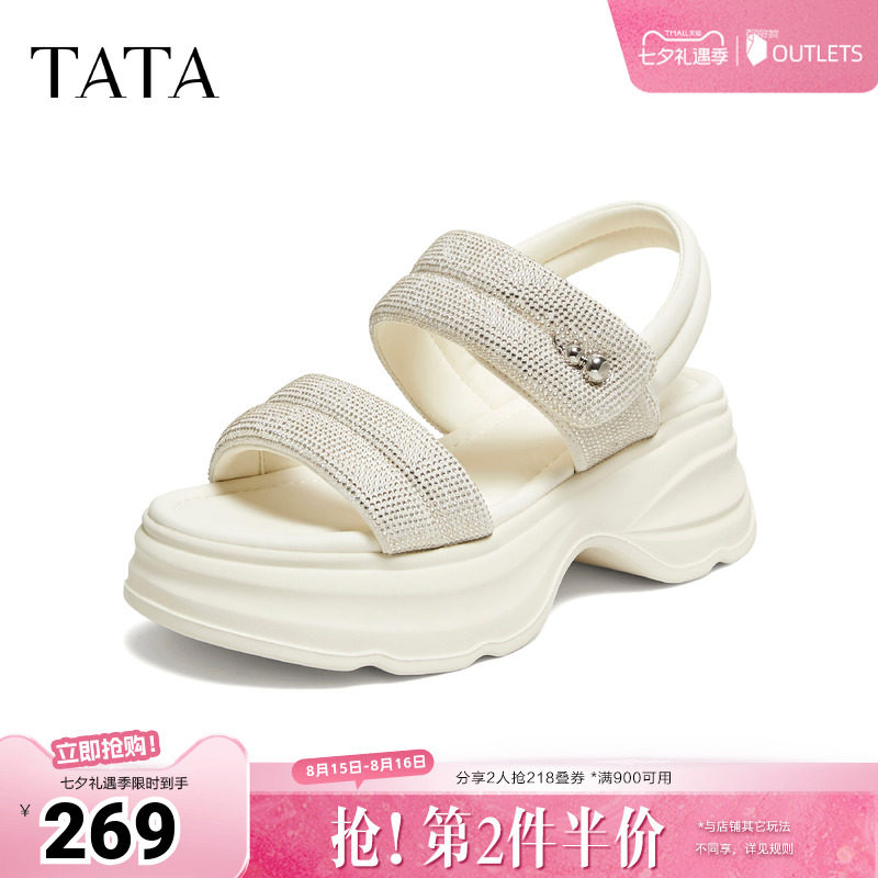 TATA他她女鞋母亲节夏季运动凉鞋百搭时尚外穿厚底休闲鞋CPK01BL6