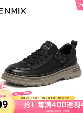 天美意2025冬新款商场同款厚底英伦休闲百搭男工装鞋3XN01DM5