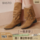 复古潮流粗跟女长靴BP035DG5 西部靴时尚 百思图2025冬季 新款