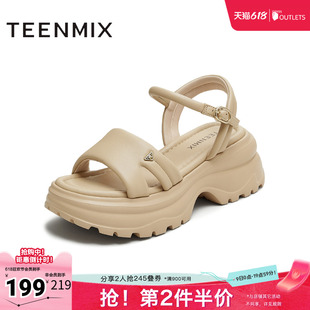 天美意新款商场同款厚底百搭小个子女休闲凉鞋BI973BL5