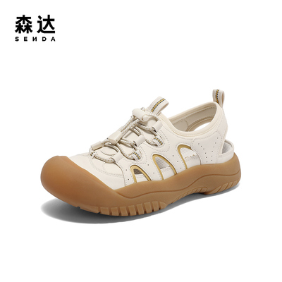 森达罗马鞋女款夏新商场同款户外运动休闲猪笼鞋4KS32BK5