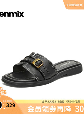 天美意2026夏新款平跟舒适外穿一字拖百搭休闲女拖鞋KT101BT6