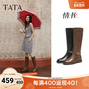 TATA他她超模靴骑士靴显瘦高筒靴小个子长靴女靴时装靴子7TGB5DG5