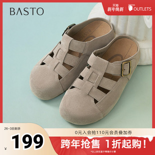 平跟女凉鞋 百思图2025夏季 复古休闲勃肯鞋 简约时尚 D3008BH5 新款