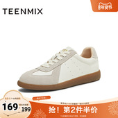 女休闲鞋 天美意2025冬新款 平跟轻便拼色百搭阿甘德训鞋 KG141DM5