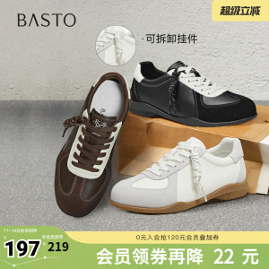 百思图2026春季新款德训鞋时尚潮流复古女运动休闲鞋D3809AM6