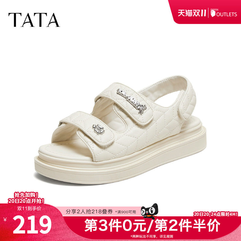TATA他她猫和老鼠联名波斯喵厚底凉鞋女运动沙滩鞋凉鞋新GOX19BL6