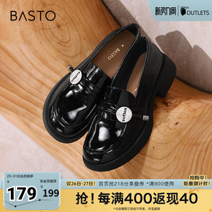 粗跟女单鞋 百思图春夏季 简约学院乐福鞋 商场同款 S5615CA4 新款