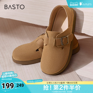 平跟女单鞋 百思图春夏季 复古休闲勃肯鞋 商场同款 BG318CA4 新款