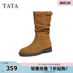 TATA他她女靴冬季 时装 靴复古堆堆靴休闲靴新款 7TG65DZ5奥莱 新款