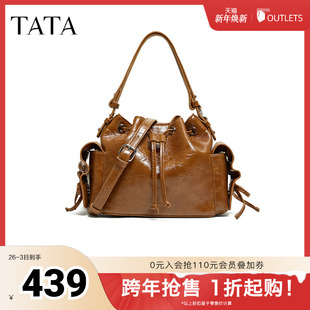百搭包包水桶包X3535AX6 小方包时尚 TATA他她女包2026春季 商场同款