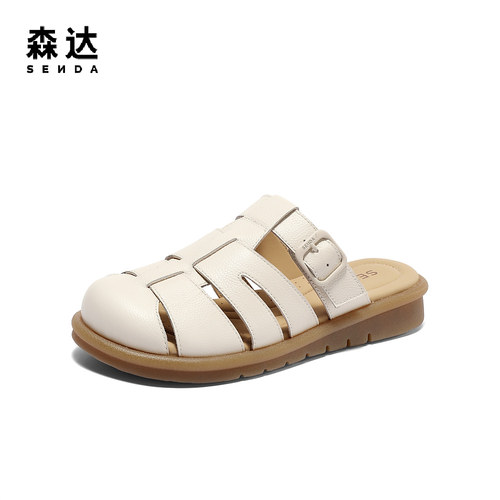 森达罗马鞋女款夏季新款商场同款外穿猪笼凉拖鞋4DS37BT5