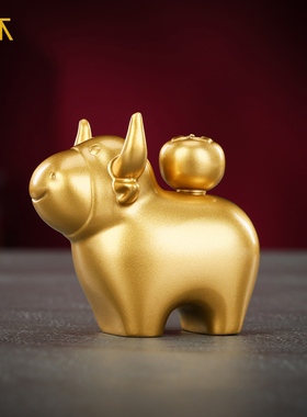 实心黄铜牛市如虹铜牛工艺品