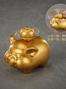 实心铜猪摆件把玩小铜器
