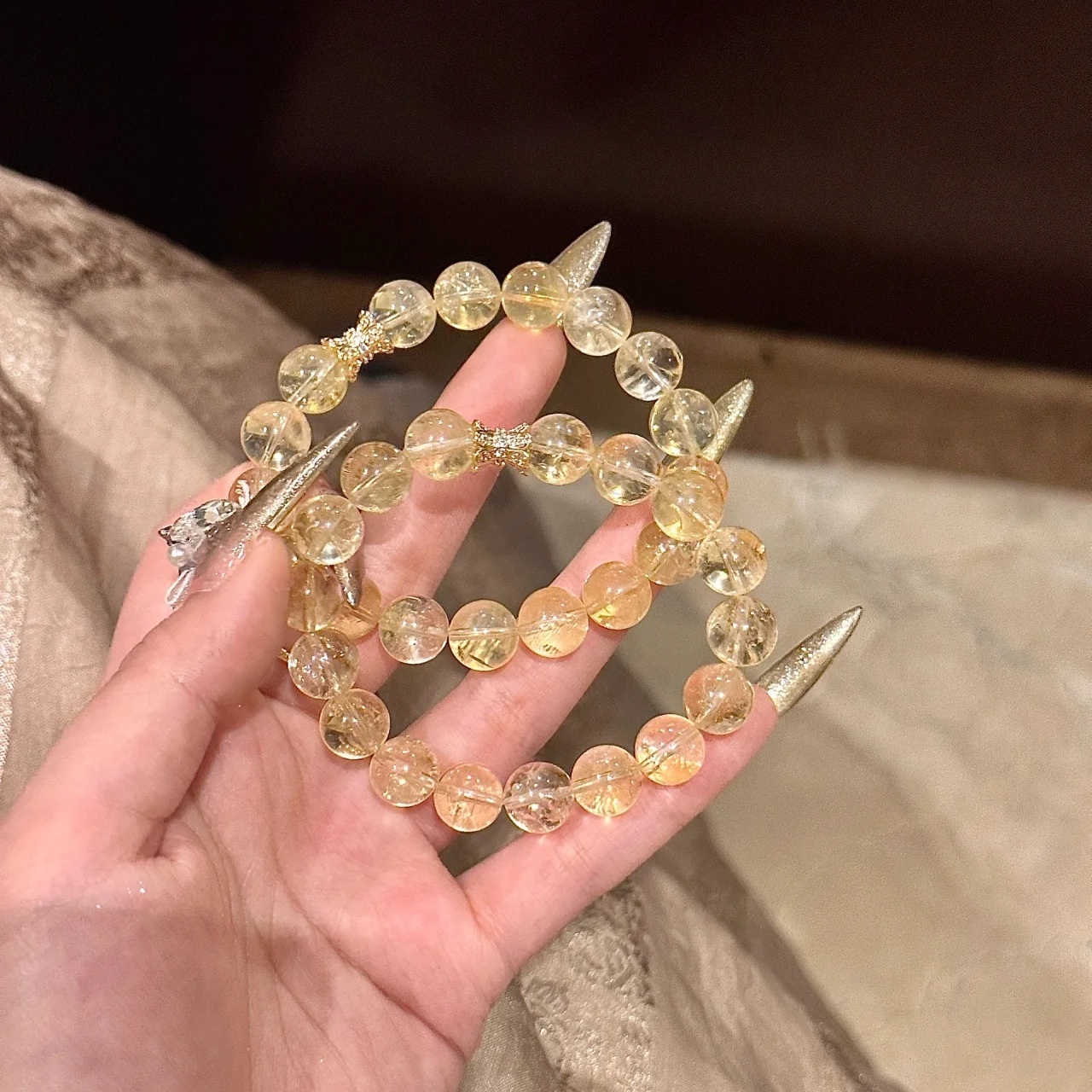 【香草冰淇淋】爆闪浅色黄水晶黄阿塞招米水晶手串送闺蜜女友礼物