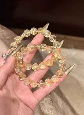 【香草冰淇淋】爆闪浅色黄水晶黄阿塞招米水晶手串送闺蜜女友礼物