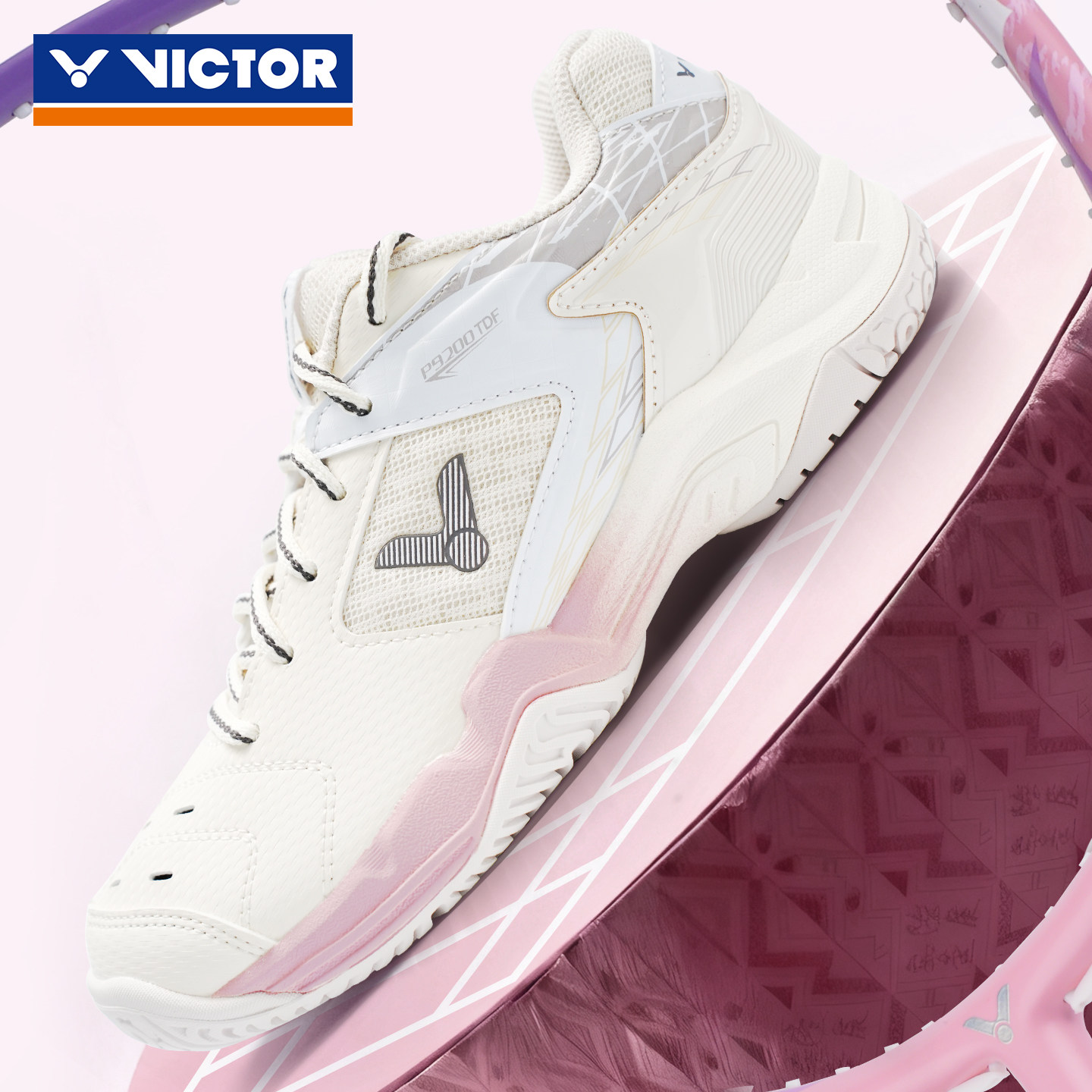 victor威克多胜利羽毛球鞋女防滑减震稳定宽楦粉鞋P9200TDF/NTD