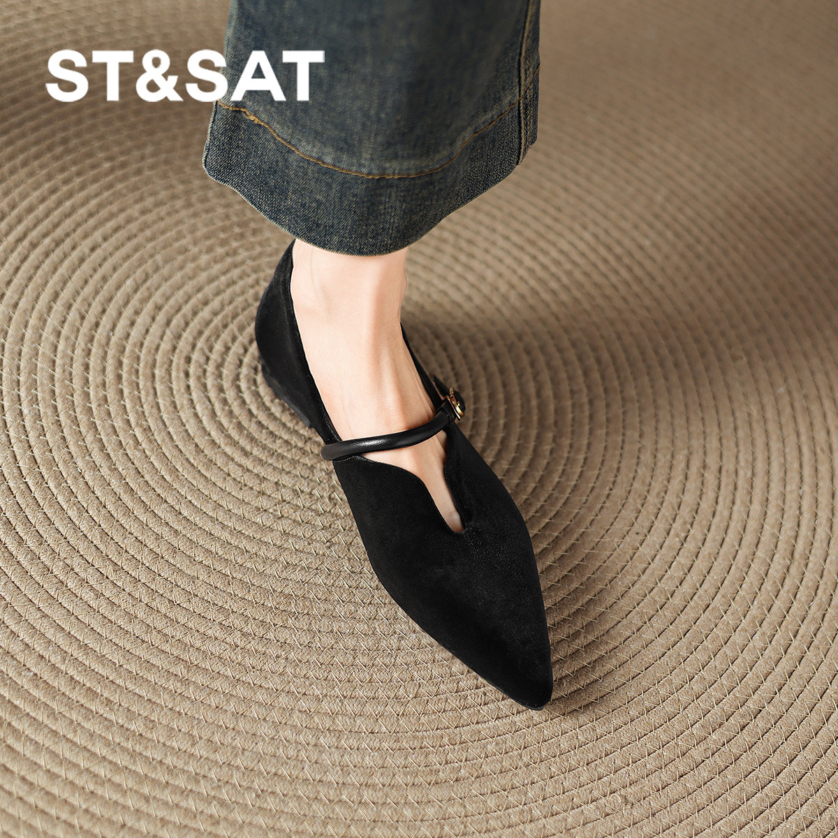 星期六平底浅口单鞋女2026春新款法式尖头玛丽珍鞋羊皮不累脚女鞋,女鞋,浅口单鞋,淘宝优惠券,粉丝福利购,淘宝优惠卷