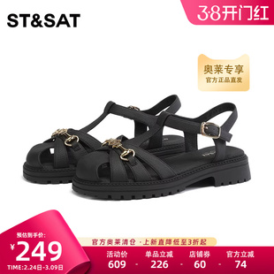 星期六罗马凉鞋复古时尚夏新罗马风舒适中底跟女鞋SS32114055