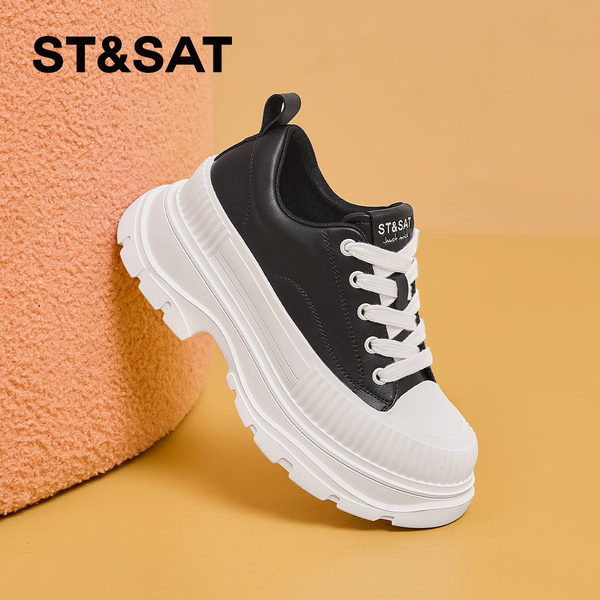 星期六松糕厚底女鞋2025新款春款增高老爹鞋小白鞋子女休闲运动鞋