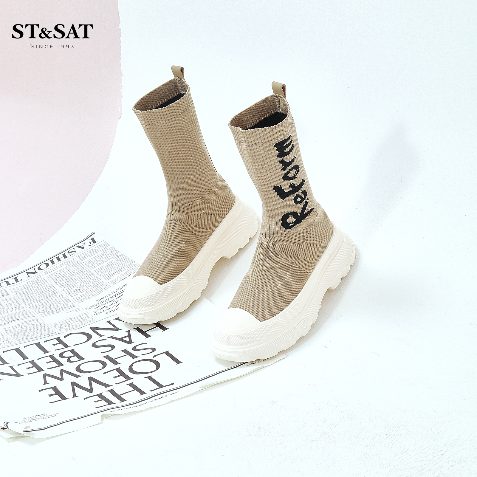 休闲瘦瘦靴厚底袜靴星期六