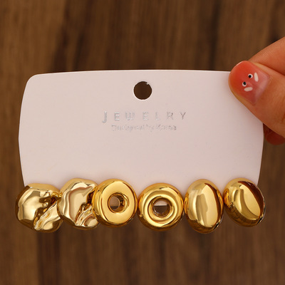 Gold exaggerated earrings round hoop earring set圆圈耳环套装