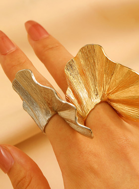 exaggeration Ginkgo leaf joint ring women's leaf Finger ring
