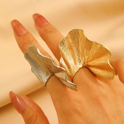 exaggeration Ginkgo leaf joint ring women's leaf Finger ring