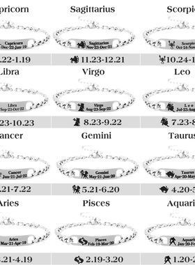 twelve constellation Couple Bracelet men Foreign trade male