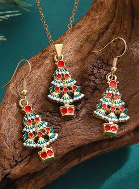 Christmas tree necklace Snowman Snowflake ornaments Earrings