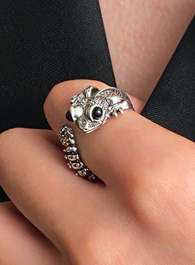 Women man punk Lizard Cute Animal Hip Hop Silver finger Ring