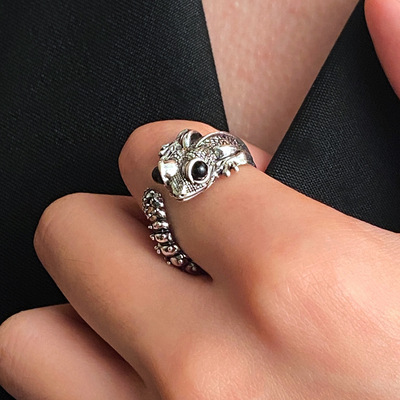Women man punk Lizard Cute Animal Hip Hop Silver finger Ring