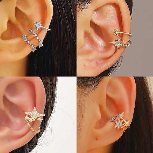 耳夹New Elegant Earrings Female Charm Star Earholes ear clip
