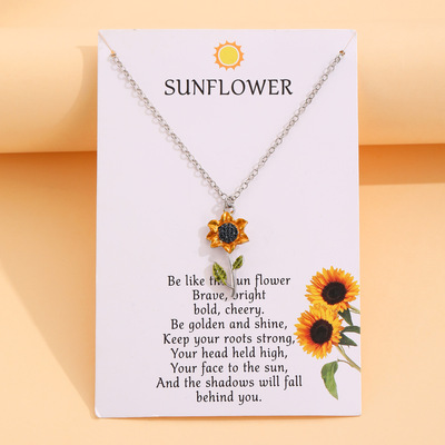 New jewelry necklace sunflower collarbone chain 项链向日葵