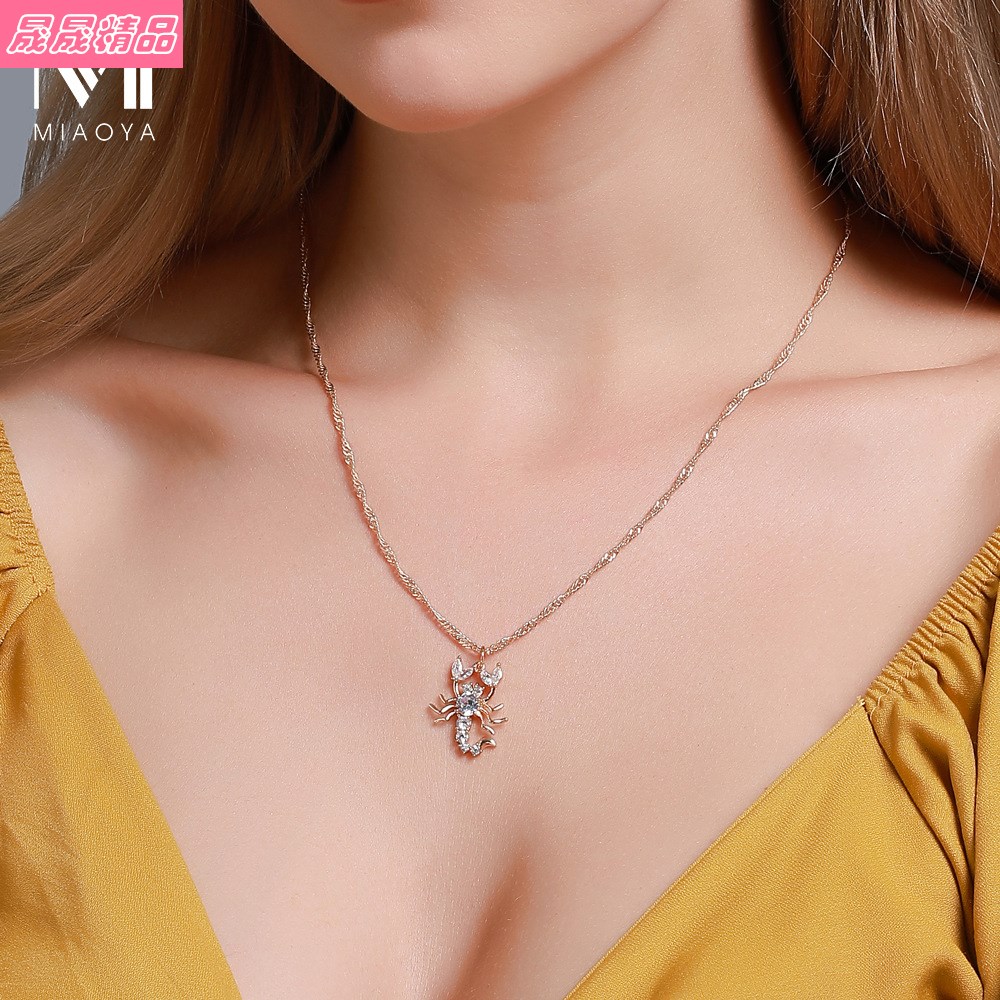 Fashion choker Inlaid zircon scorpion pendant necklace women