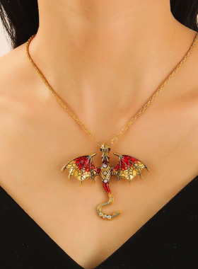 Vintage dripping dragon pendant couple necklace复古情侣项链