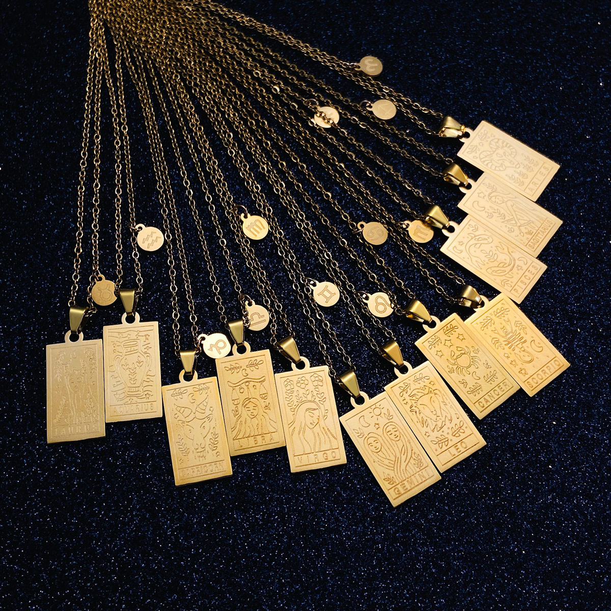 Female Square Necklace 12 Constellations collarbone chain