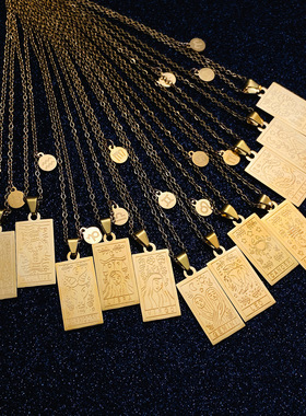 Female Square Necklace 12 Constellations collarbone chain