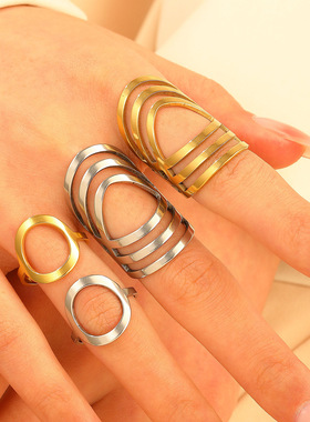 golden Silver Fashion Oval Ring open everyday rings金色戒指