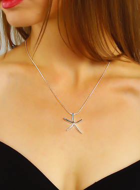 Short women's collarbone starfish pendant necklace海星项链