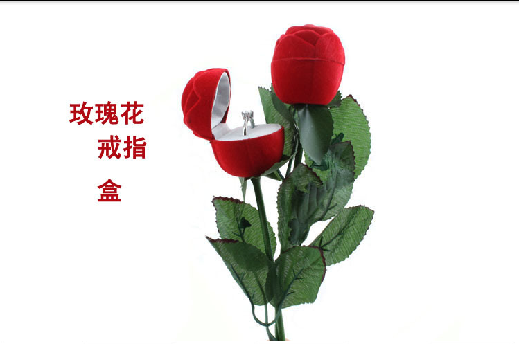 1 Novelty Red Rose Ring Box For Engagement Wedding Earrings