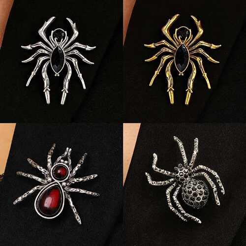 Halloween spider brooch black coat suit clip accessory pins