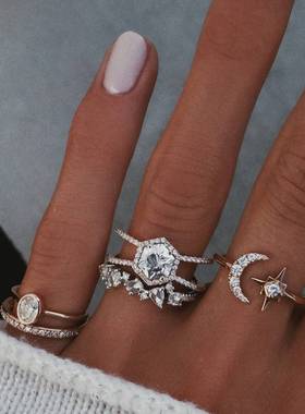 accessories inlaid diamond rings rhinestone set joints ring