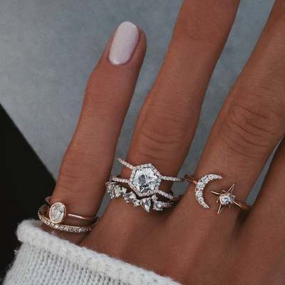 accessories inlaid diamond rings rhinestone set joints ring