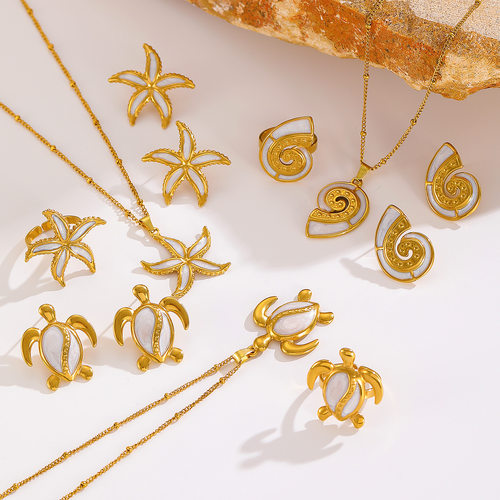 饰品Conch Turtle Pendant Set Women's Necklace ring earring