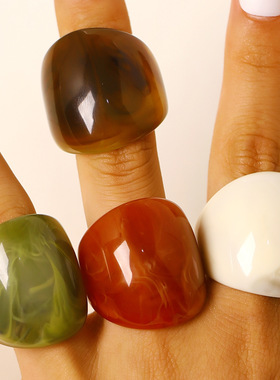 戒 hyperbole Retro style resin luxury design finger Big ring