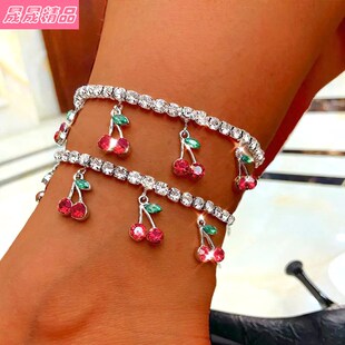 Beach Female Leisure Fruit Anklet脚链 New Pendant Rhinestone