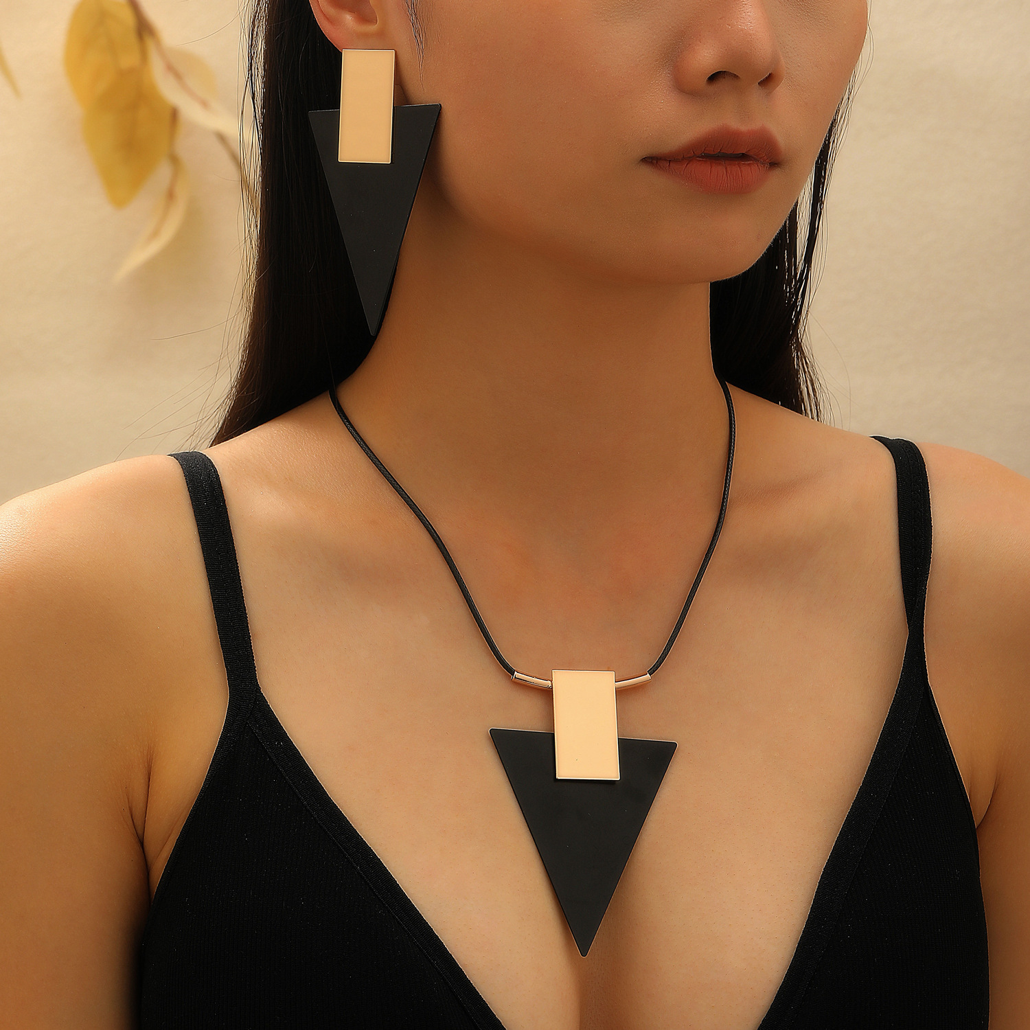 earrings set women's inverted pendant with rope necklace饰品