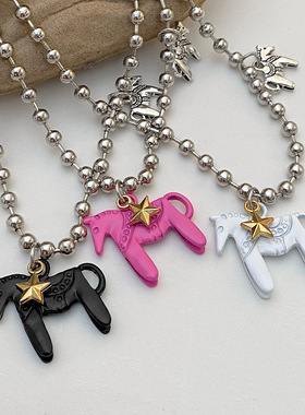 Cute Pony Pendant Necklace Chain Simple girl Clavicle Chain