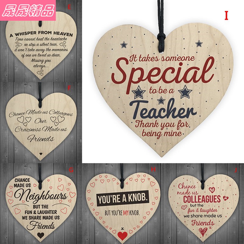 1pc xmas wooden love christmas chip hanging gift plaque pend